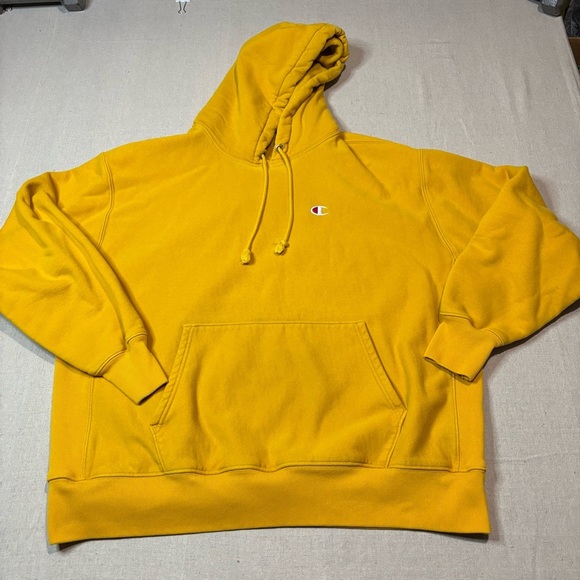 Vintage 90’s Champion Reverse Weave Warmup Hoodie Sweatshirt Yellow Men’s Sz 2XL - Picture 1 of 5